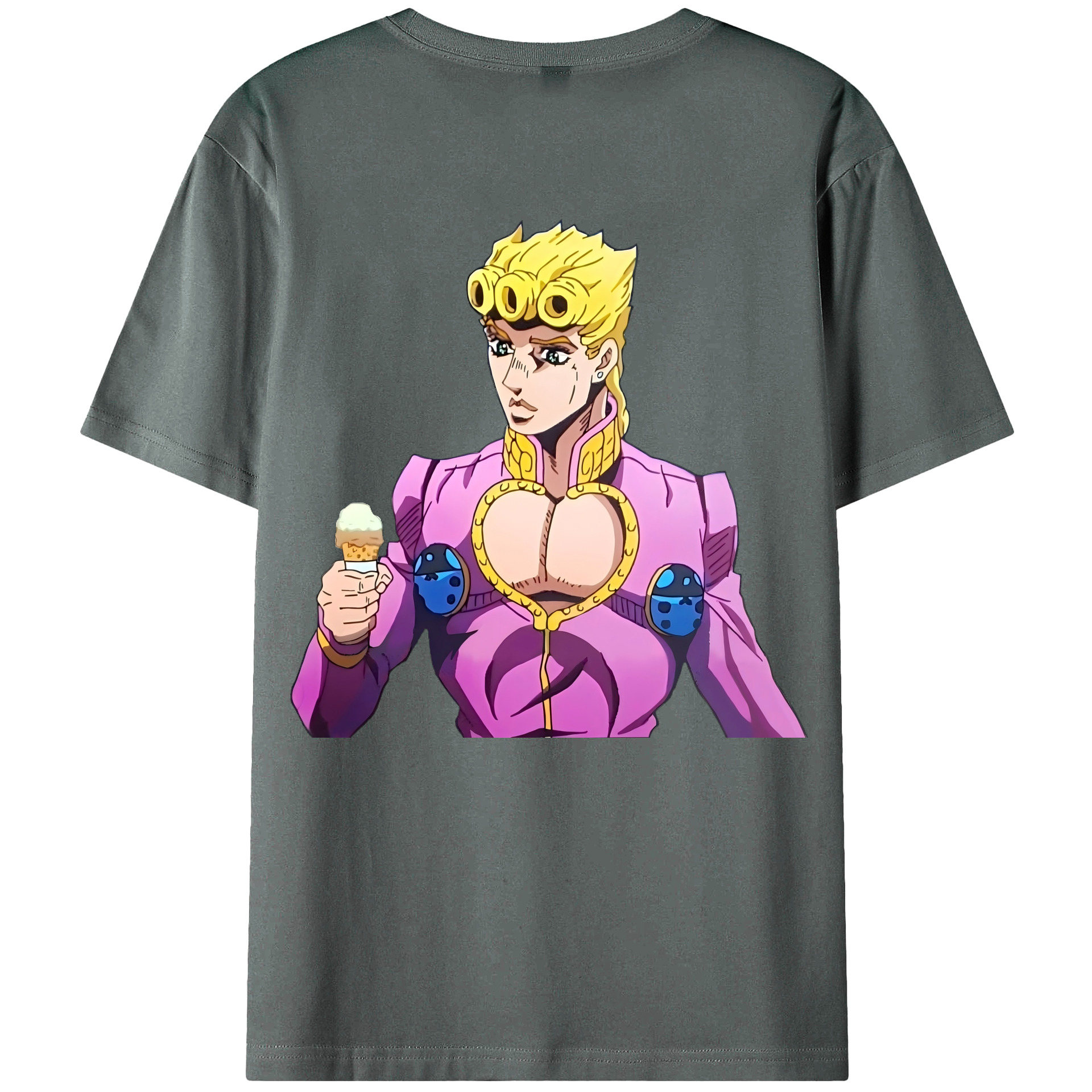 （画像用） ジョジョの奇妙な冒険 ジョルノ?ジョバァーナ JoJo's Bizarre Adventure Giorno Giovanna 綿100％ メンズ半袖Tシャツ（バックプリント） 通気性